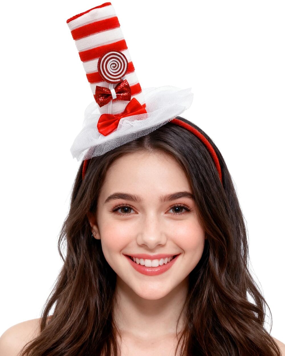 7931 Mini Top Hat Headband Lollipop Bow Headband Multicolor Feathers Candy
